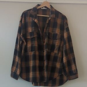 12th Tribe Black and Tan Plaid Button Down Shirt